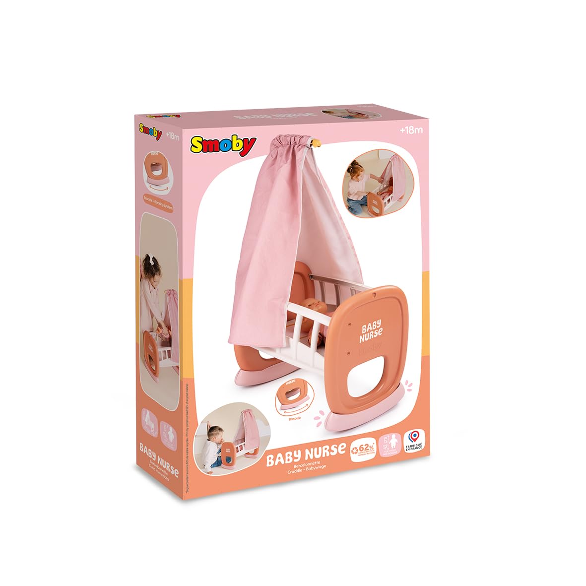 smoby-baby-nurse-puppenwiege-42-cm-mit-himmel image 7