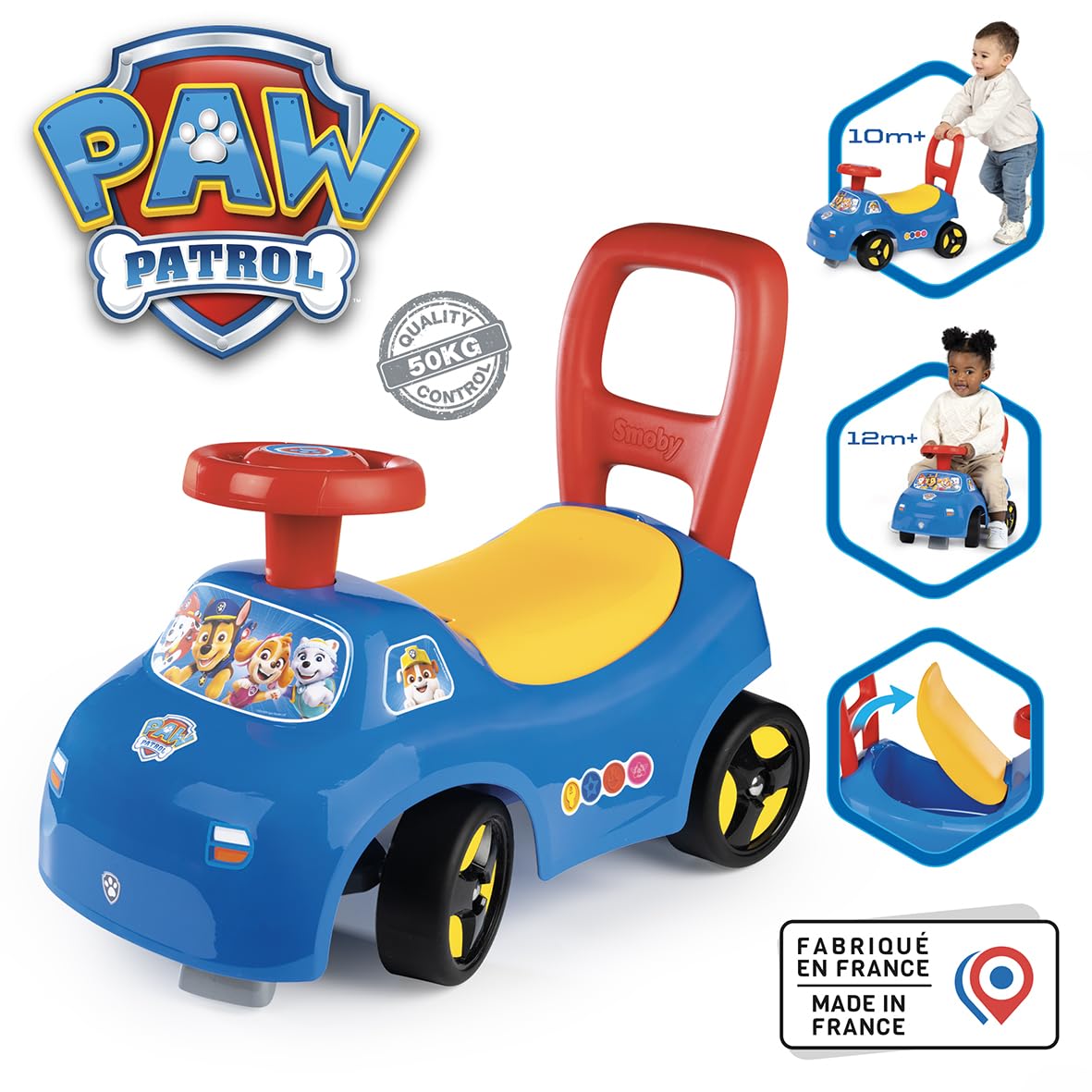 smoby-paw-patrol-rutscher-rutschauto-mit-hupenlenkrad image 2