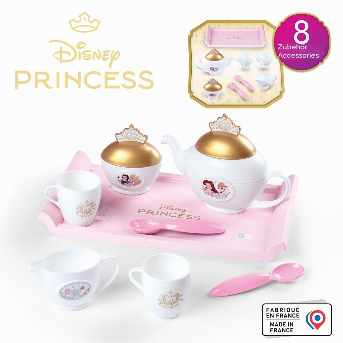 smoby-disney-prinzessinnen-geschirrset-snackpause-8-teilig image 2