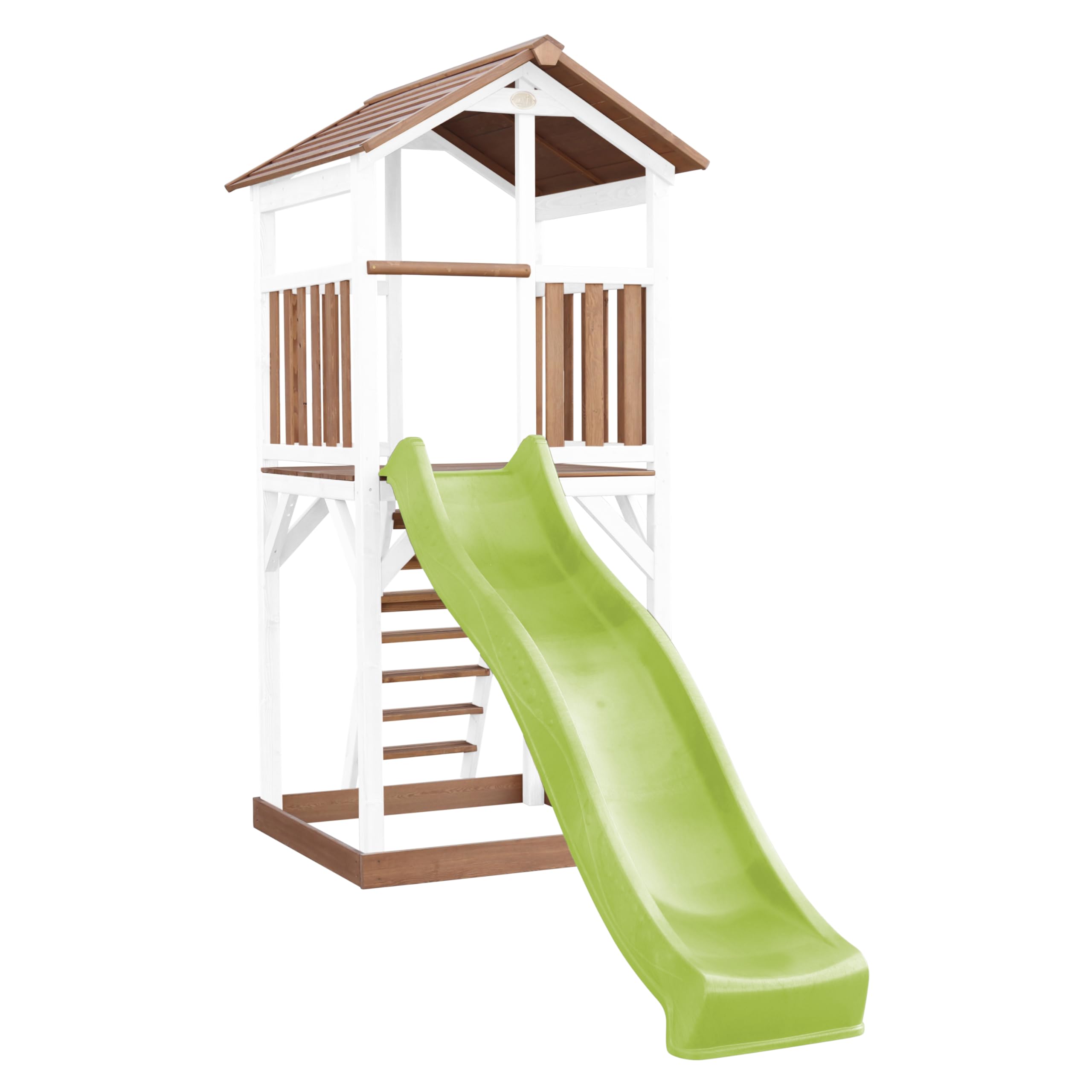 axi-beach-tower-spielturm-holz-braun-wei-rutsche-gr-n-sandkasten image 2