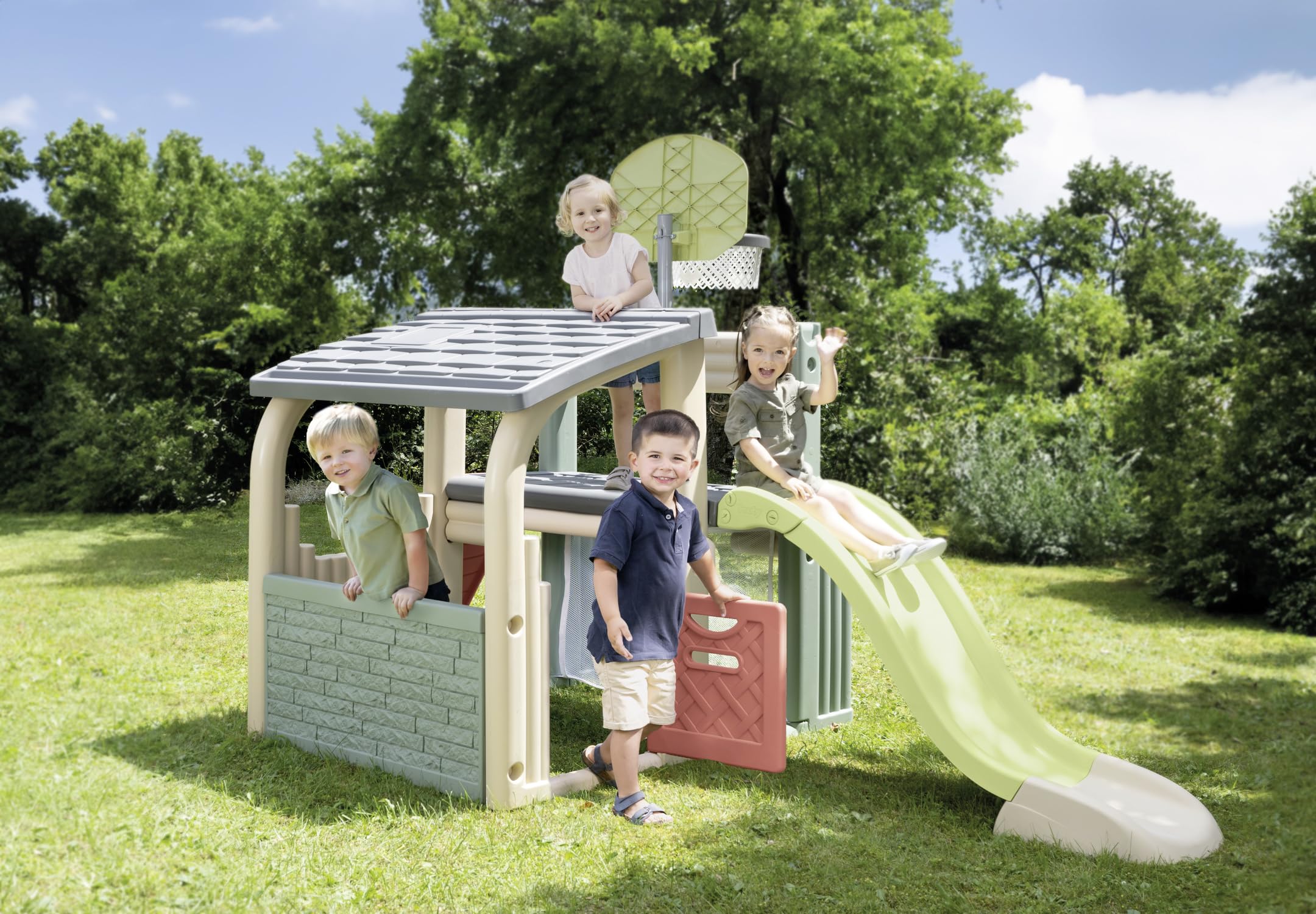 smoby-life-fun-center-spielhaus-rutsche-recycled-sport-284cm image 4