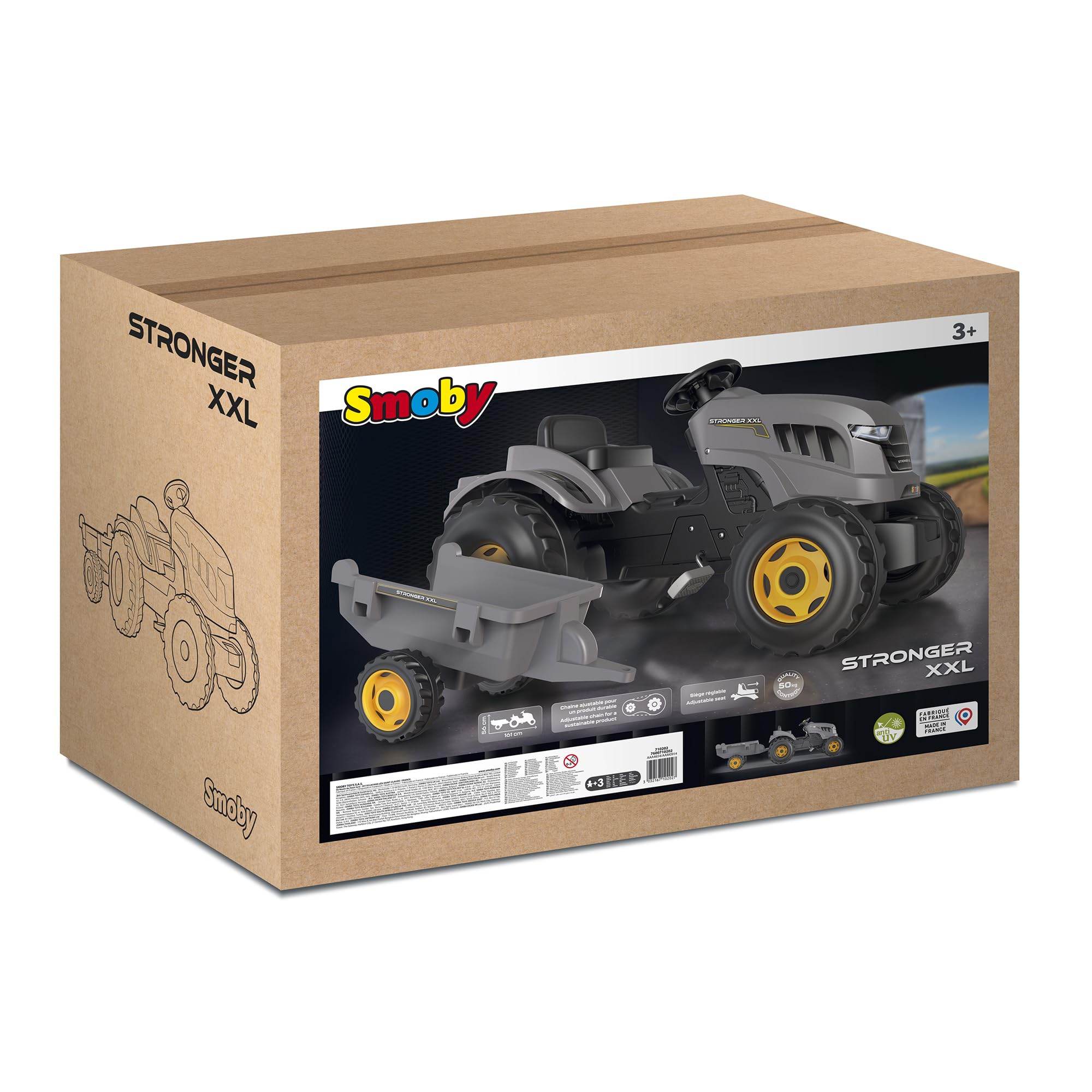 smoby-claas-traktor-stronger-xxl-trettraktor-mit-anh-nger-hupe image 7