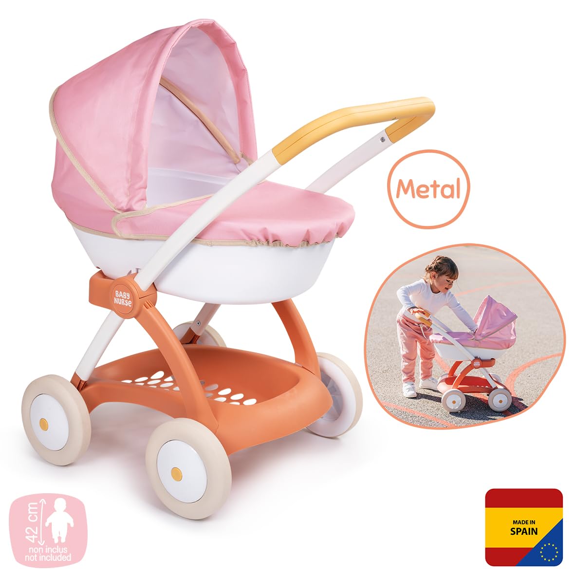 smoby-baby-nurse-puppenwagen-f-r-42-cm-puppen-mit-metallrahmen image 2