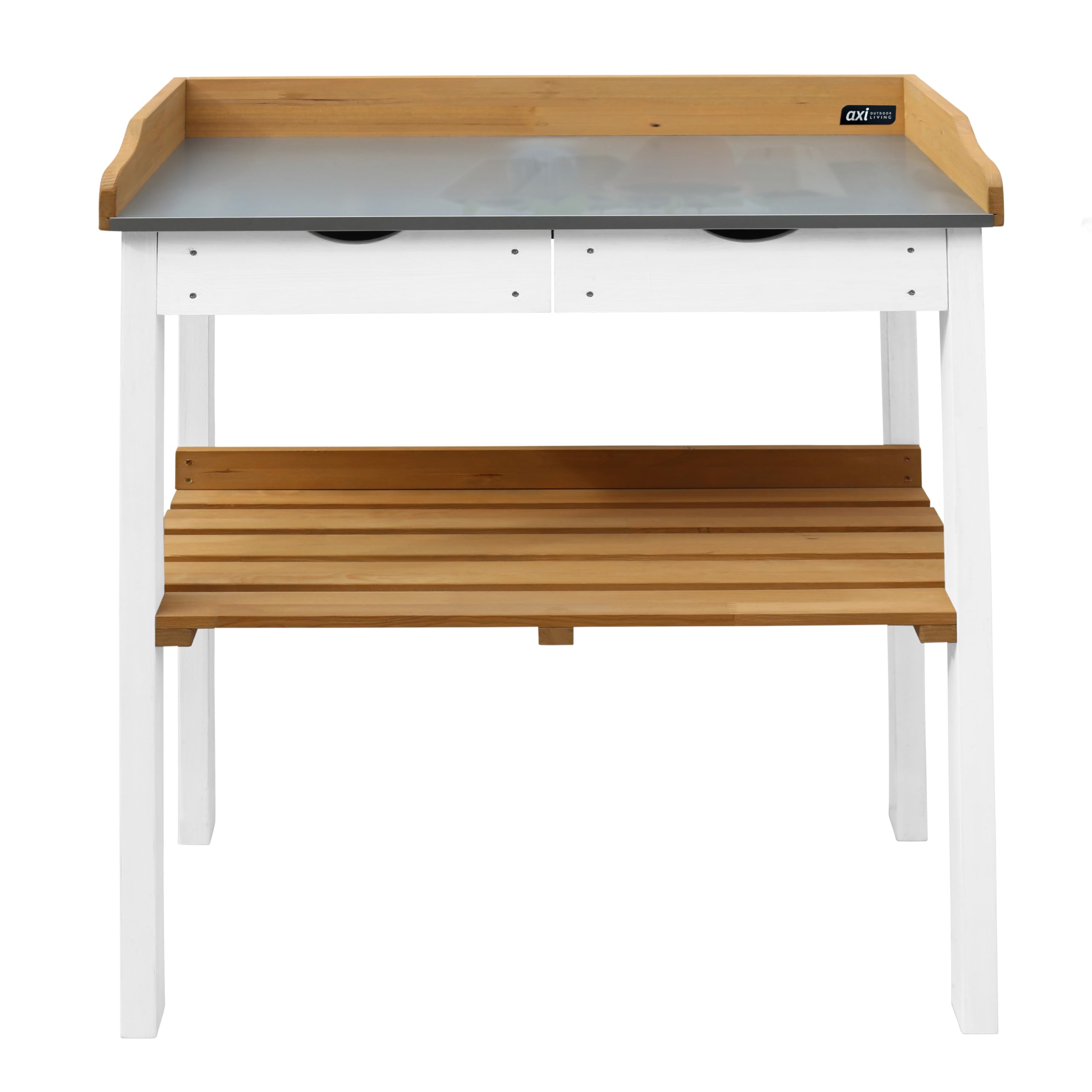 axi-pflanztisch-g-rtnertisch-holz-zink-2-schubladen-braun-wei image 2