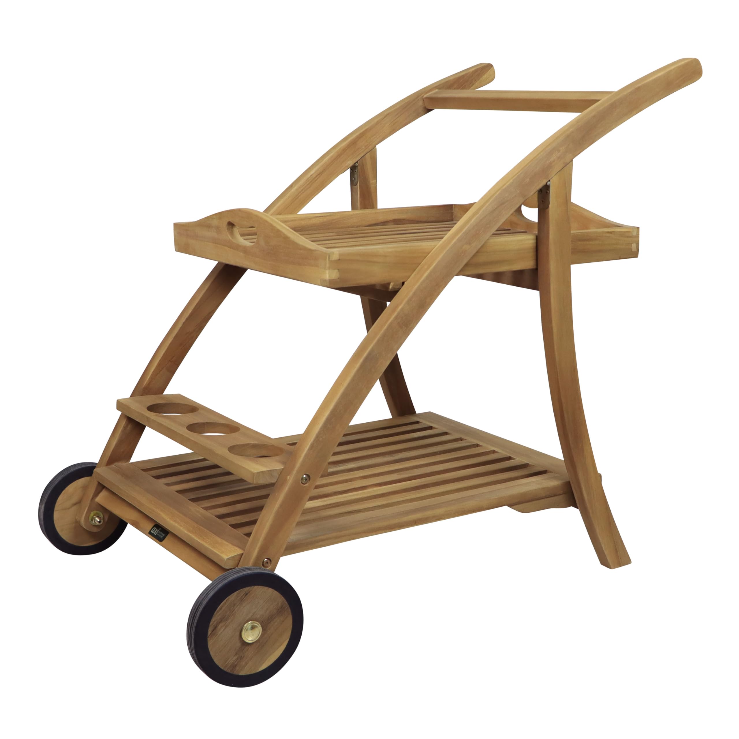 axi-adi-servierwagen-teak-rollen-tablett-flaschenhalter image 1