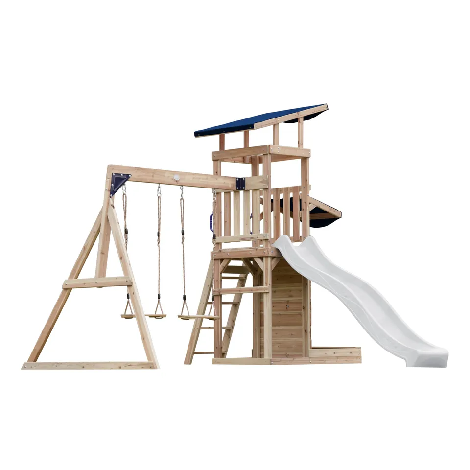axi-malik-spielturm-holz-wei-mit-rutsche-und-schaukel image 1