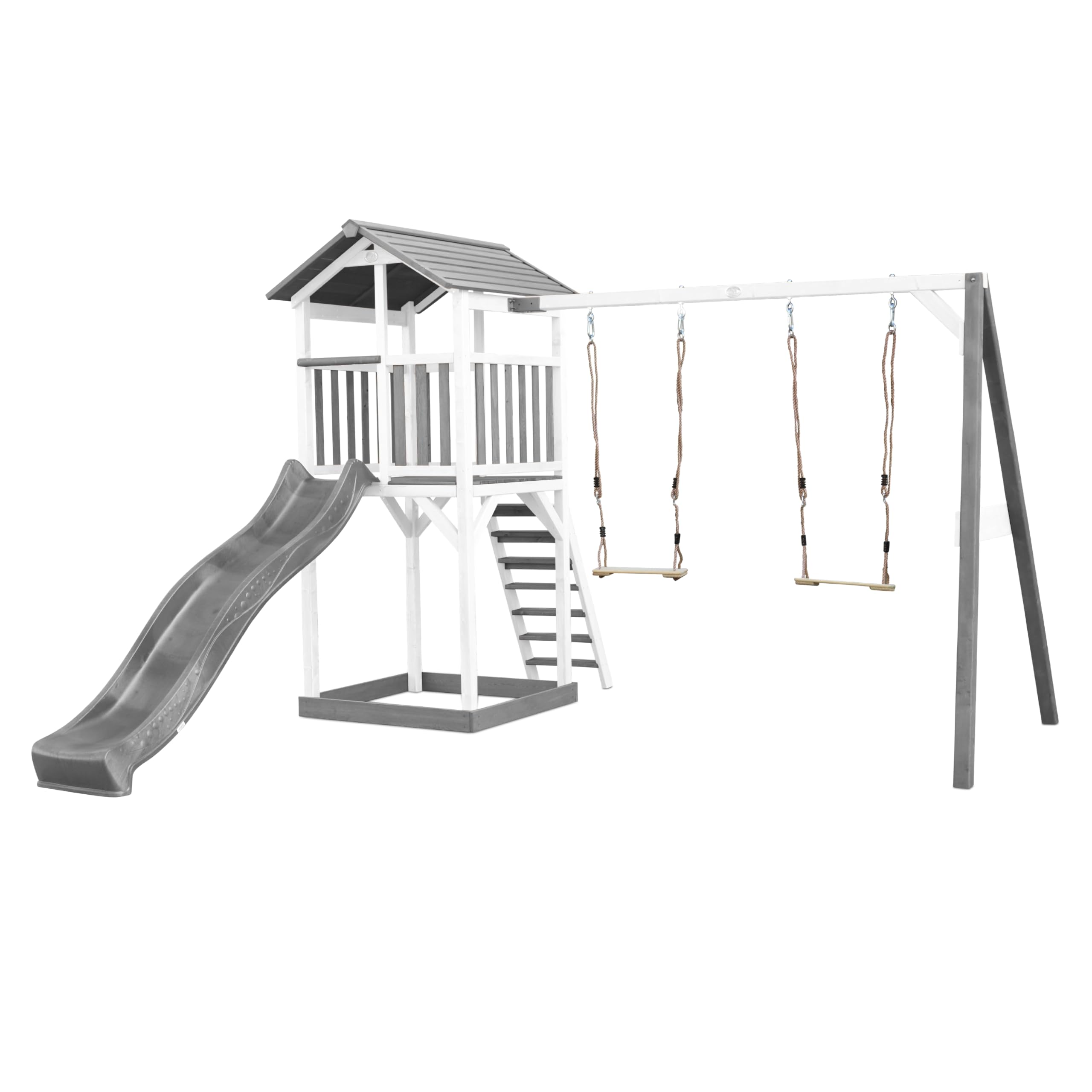 axi-beach-tower-spielturm-holz-mit-rutsche-wei-grau image 1