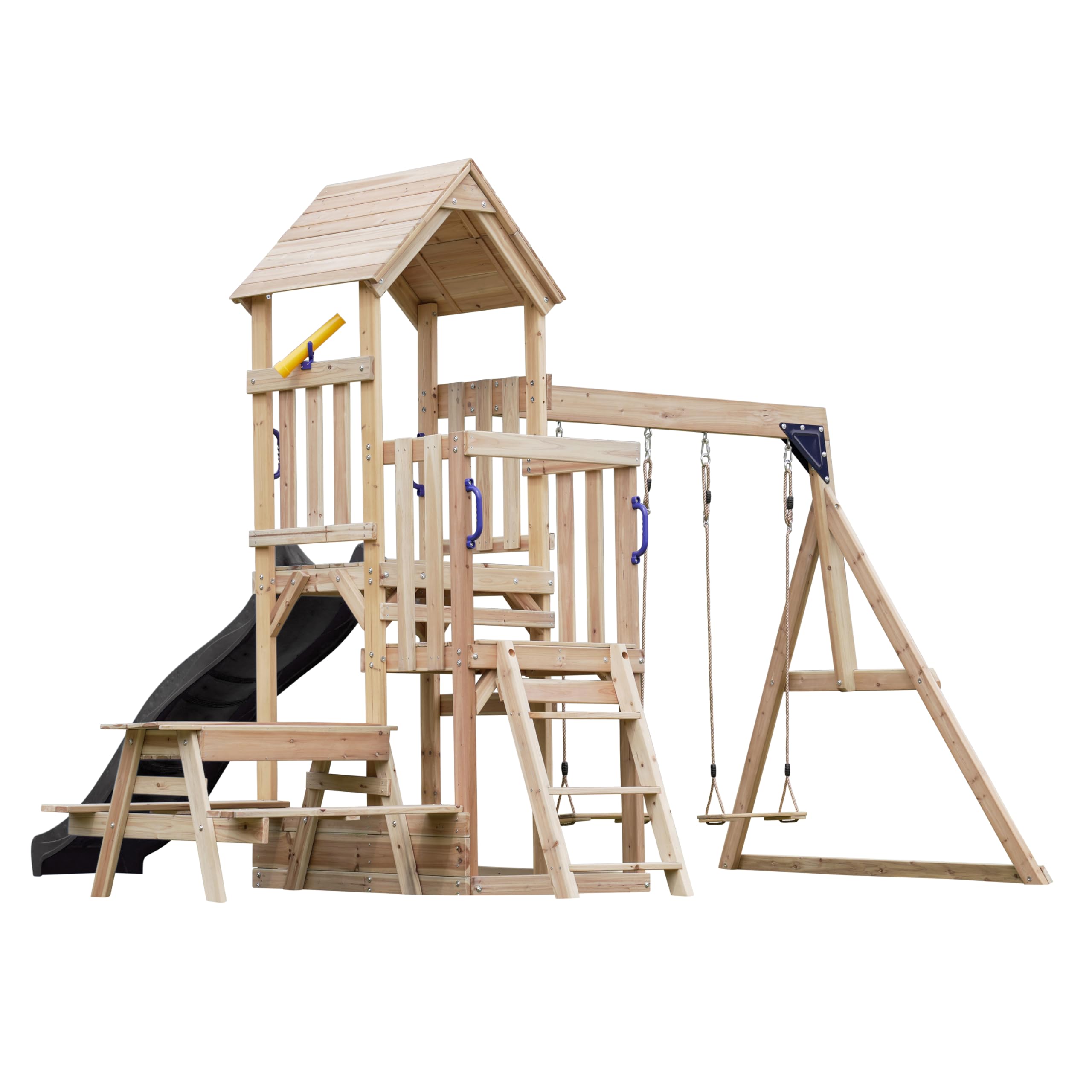 axi-mette-spielturm-holz-grau-mit-picknicktisch-rutsche image 6