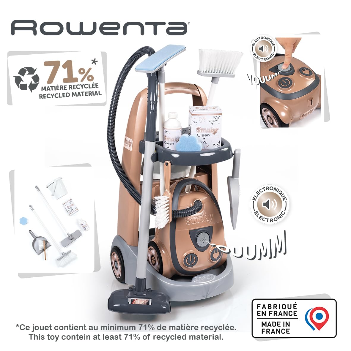 smoby-rowenta-reinigungstrolley-putzwagen-mit-sound image 2