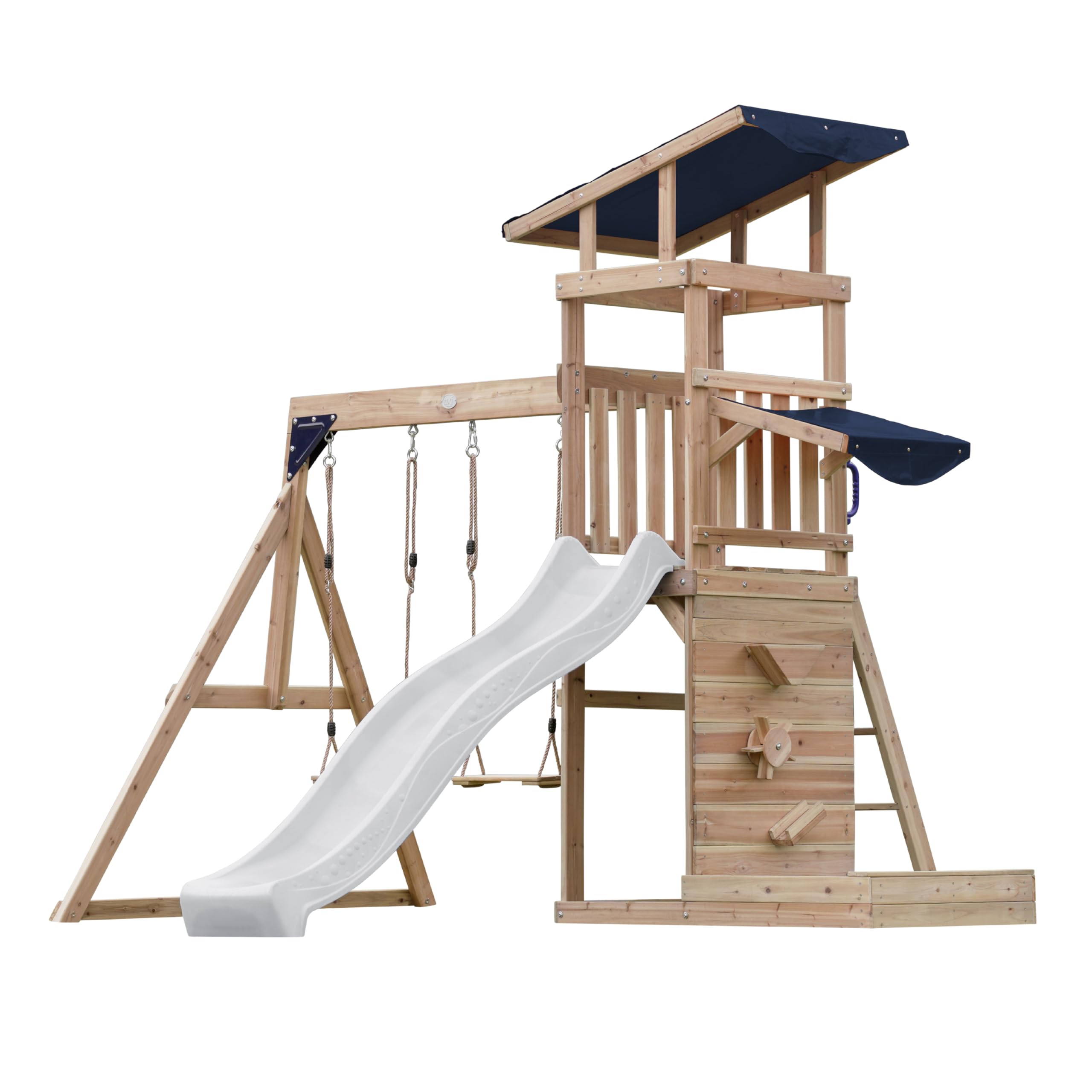 axi-malik-spielturm-holz-wei-mit-rutsche-und-schaukel image 2