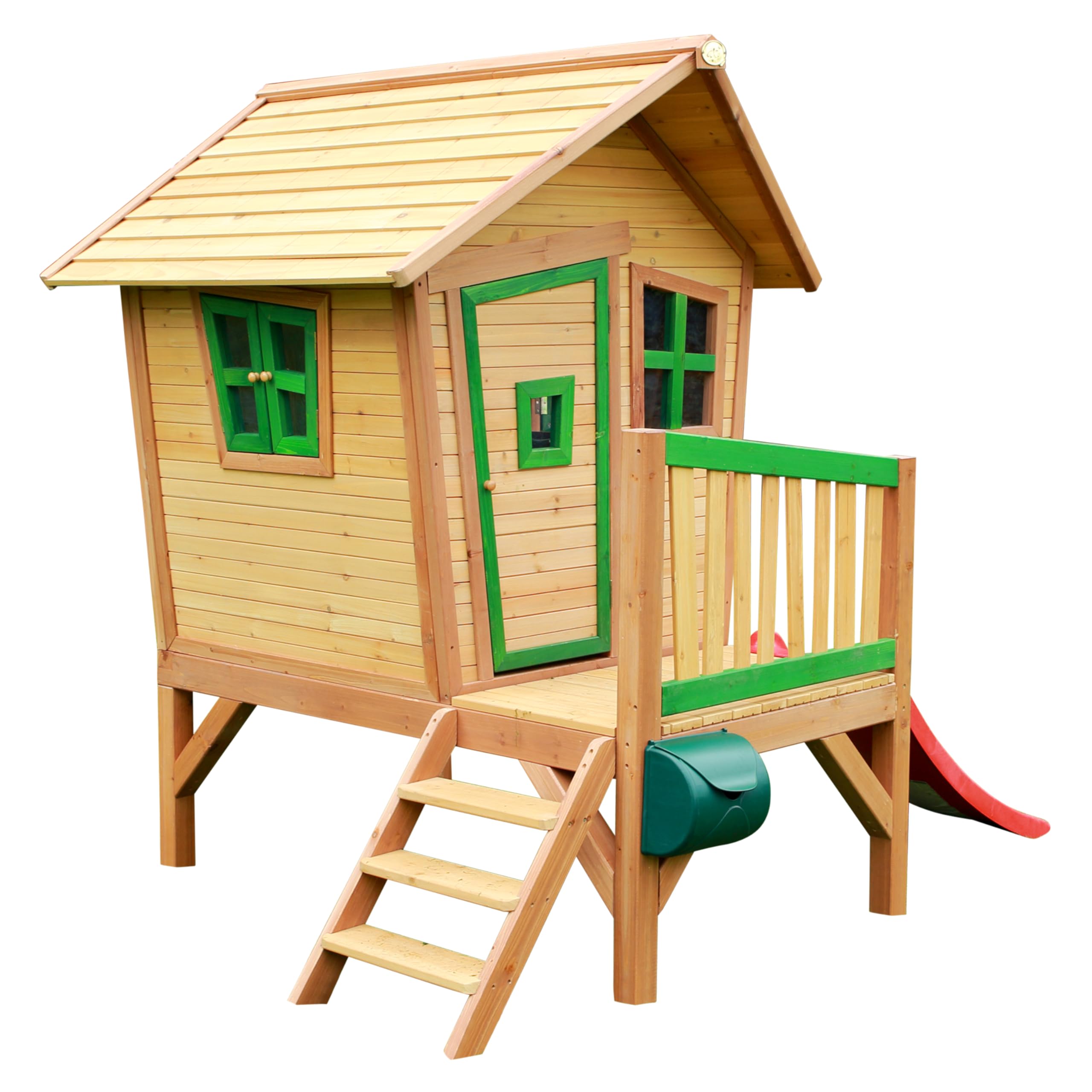 axi-robin-spielhaus-holz-rote-rutsche-stelzenhaus-braun-gr-n image 5