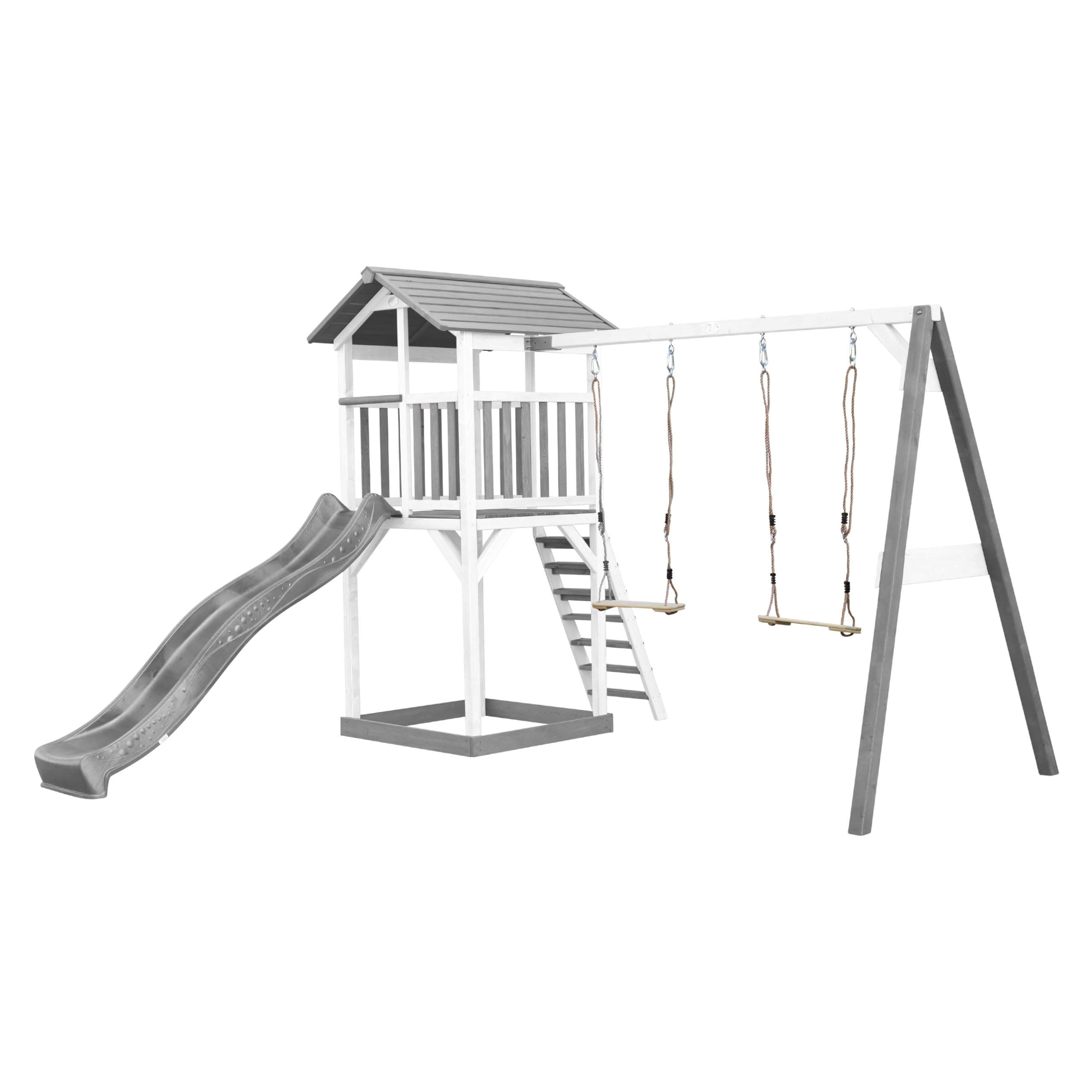 axi-beach-tower-spielturm-holz-mit-rutsche-wei-grau image 2