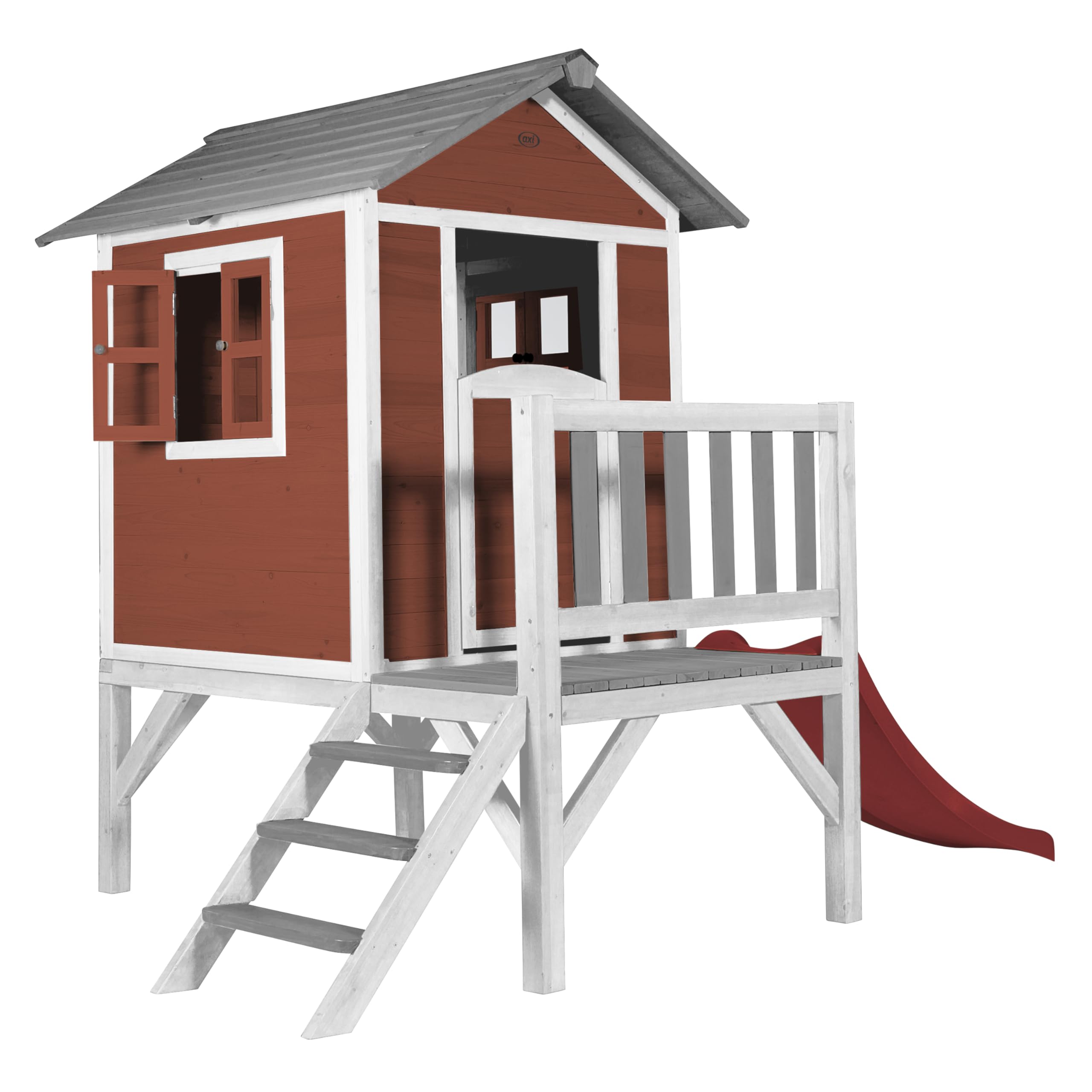 axi-beach-lodge-xl-stelzenhaus-holz-mit-rutsche-rot-wei image 2