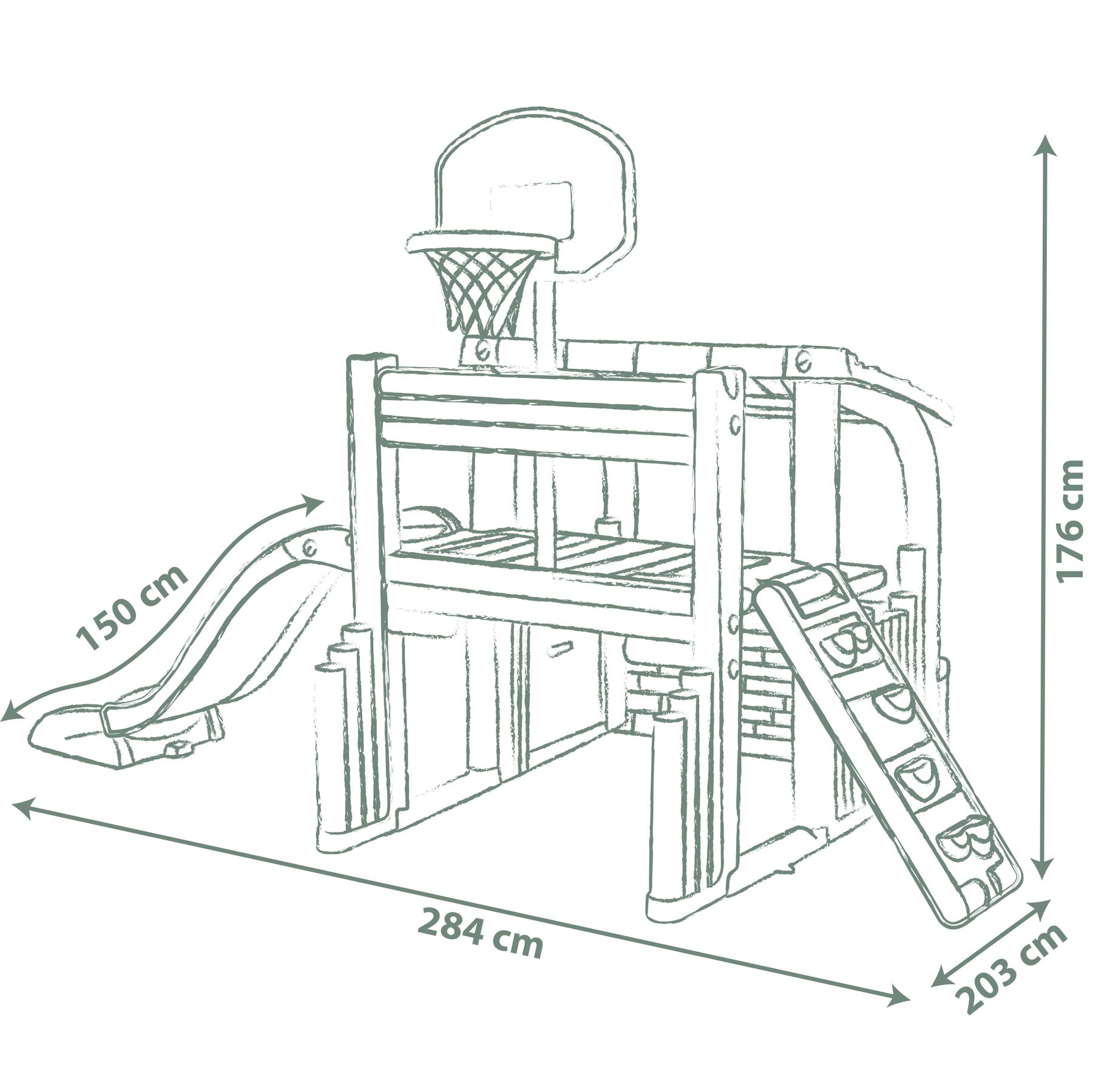 smoby-life-fun-center-spielhaus-rutsche-recycled-sport-284cm image 3