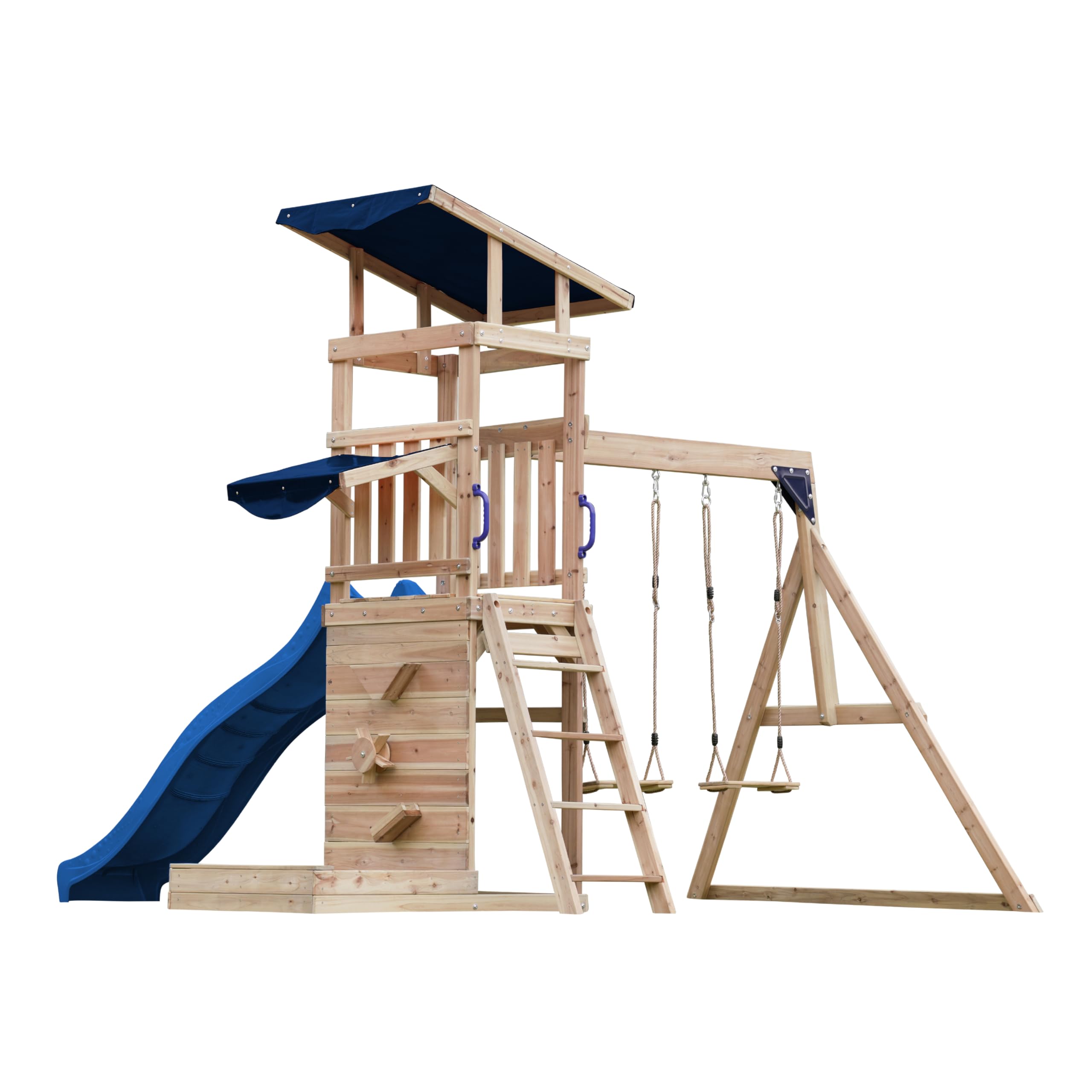 axi-malik-spielturm-holz-blau-mit-rutsche-und-schaukel image 7