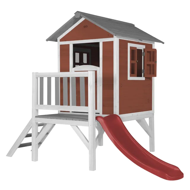 axi-beach-lodge-xl-stelzenhaus-holz-mit-rutsche-rot-wei image 1