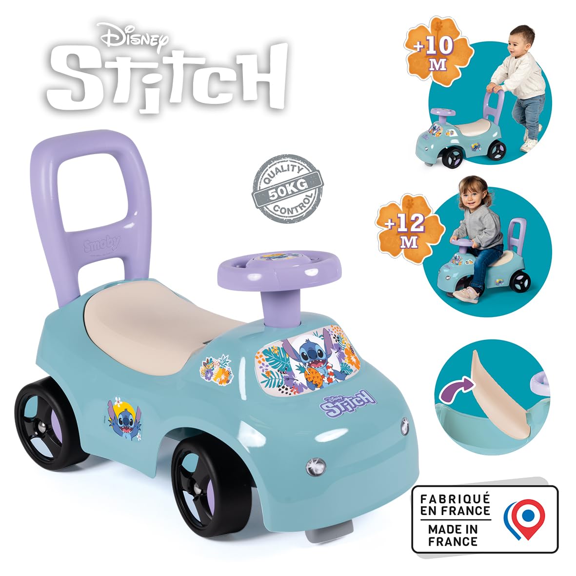smoby-disney-stitch-rutschauto-lauflernhilfe-ab-10-mon image 2