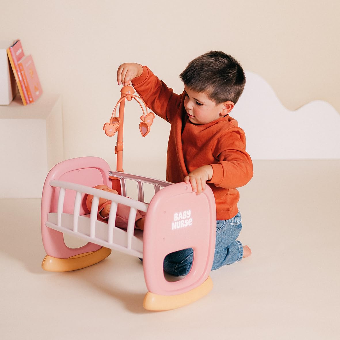 smoby-baby-nurse-puppenwiege-mit-mobile-rosa-bis-42-cm image 5