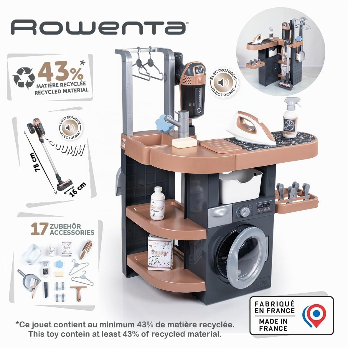 smoby-rowenta-wash-clean-waschk-che-spielset-mit-sound-ab-3-jahre image 2