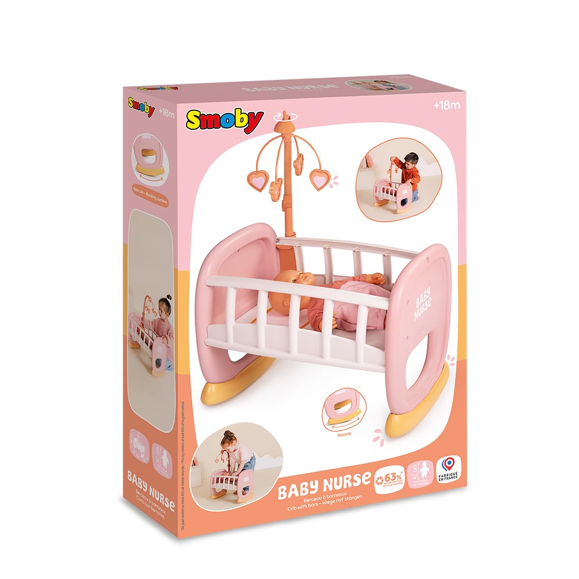 smoby-baby-nurse-puppenwiege-mit-mobile-rosa-bis-42-cm image 7