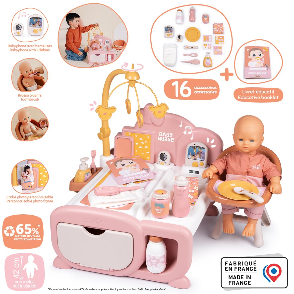 smoby-baby-nurse-cocoon-3-in-1-puppenm-bel-rosa-16-teile image 2