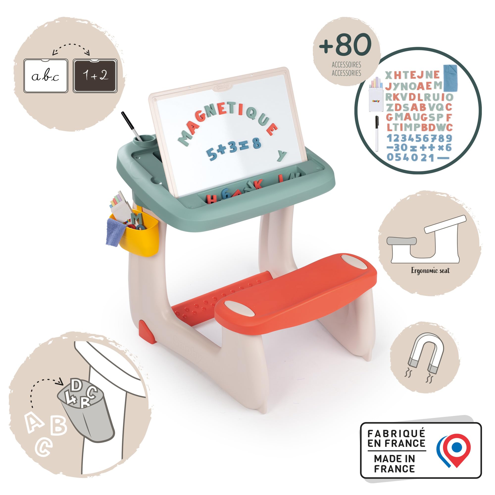 smoby-kinderschreibtisch-doppelseitig-magnetisch-80-teile image 3