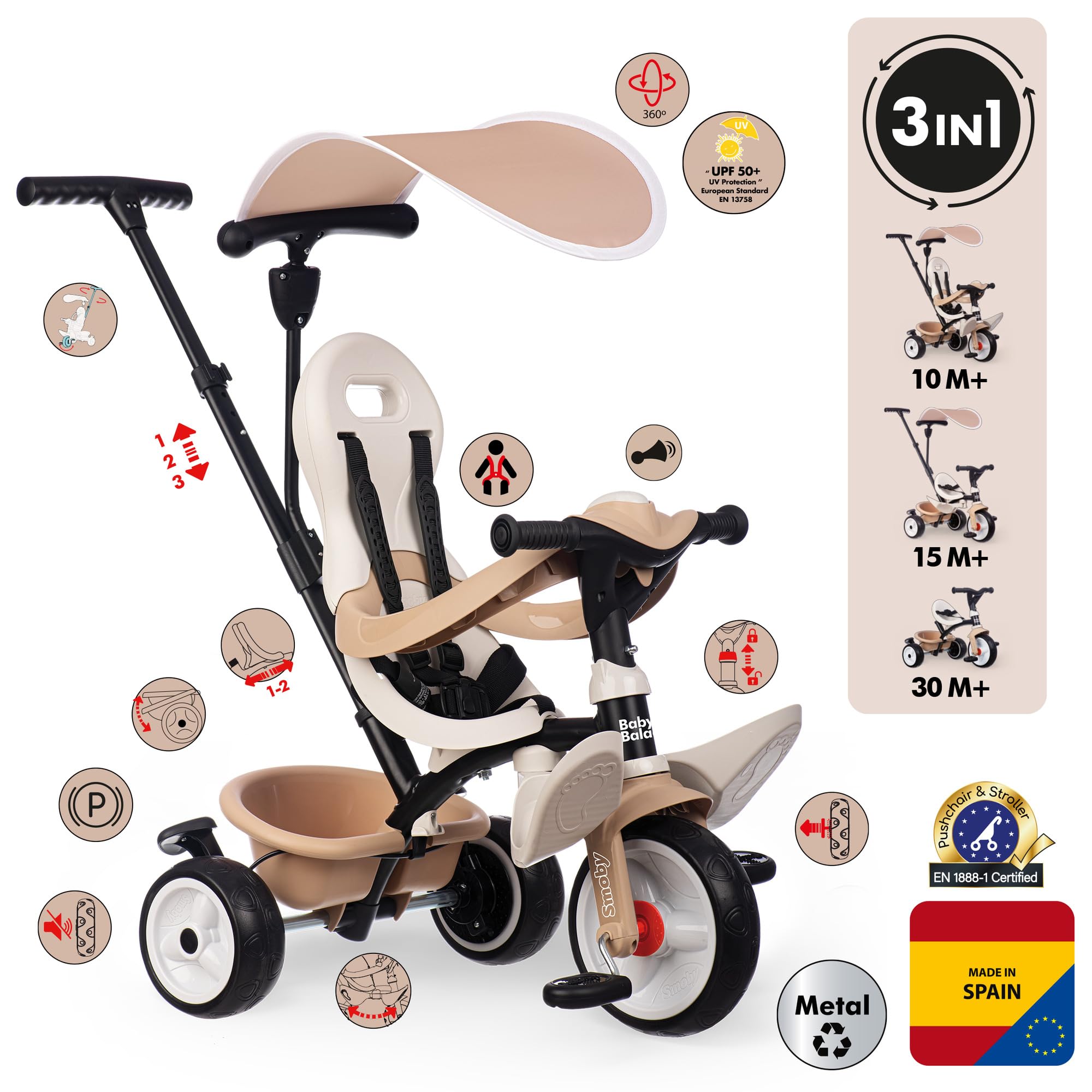 smoby-life-baby-balade-dreirad-beige-3-in-1-ab-10-monaten image 2