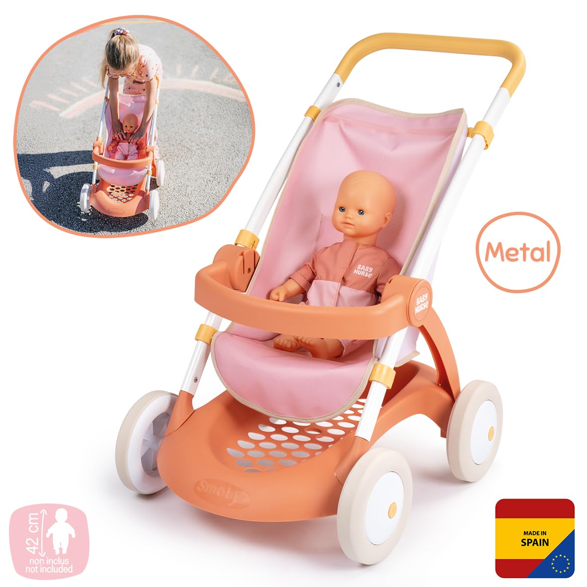 smoby-baby-nurse-puppenwagen-42-cm-mit-tasche-ab-18-monate image 2